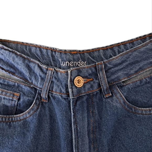 LUNENDER BRAZIL high waist wide leg jeans cut out waistband grunge EMO EU 40 - Picture 12 of 14